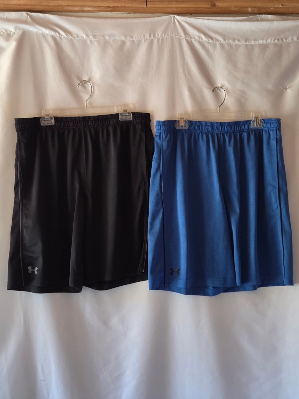 Lot Of 2 Under Armour Men's Athletic Shorts Black/Royal Blue Loose Fit Size XL
